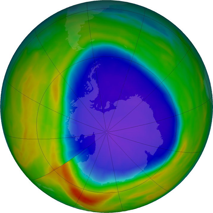 Antarctic ozone map for 25 September 2024